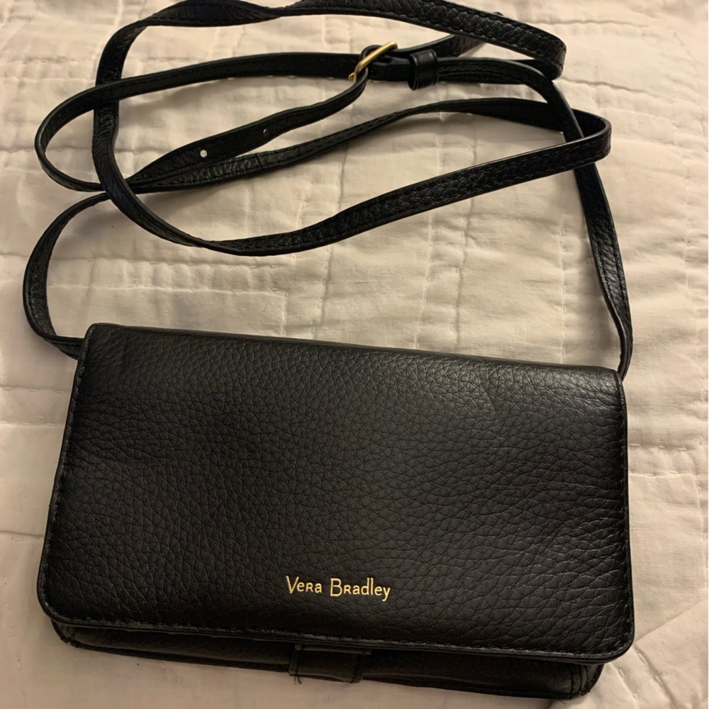 Vera Bradley genuine leather crossbody wallet